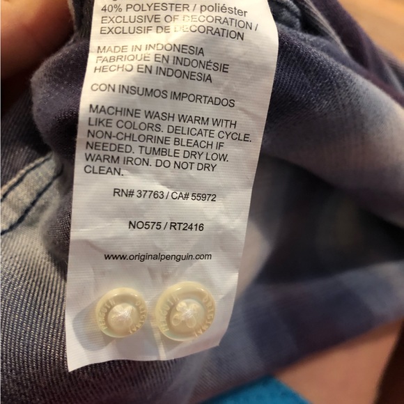 Men’s Powder Blue/Purple Penguin Flannel - Picture 5 of 5